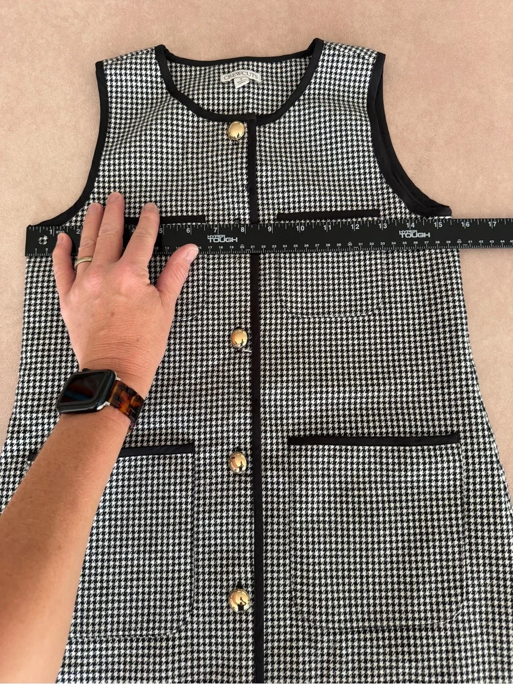 Crewcuts Girls' patch-pocket dress in houndstooth • size 10 • CC149